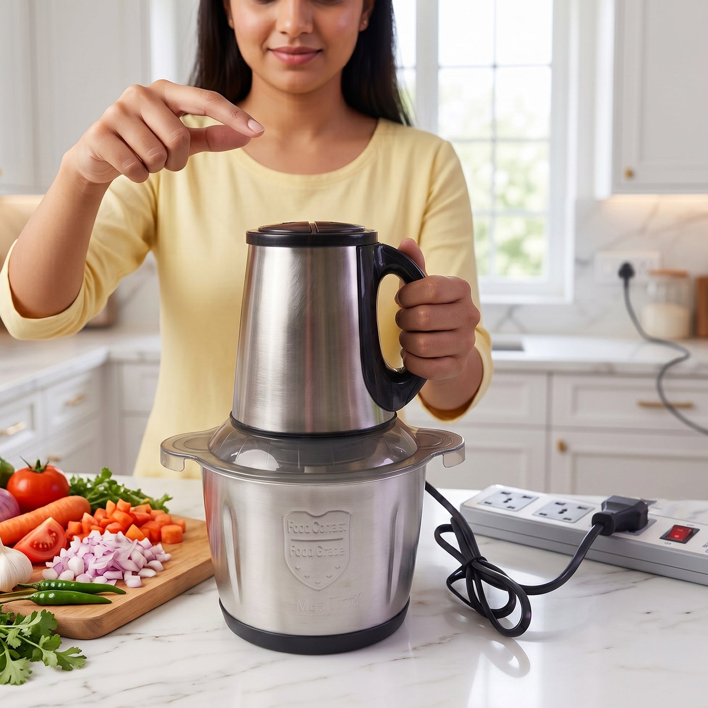 Electric SS Food Processor 2 Litre Vegetable Chopper & Mixer Grinder