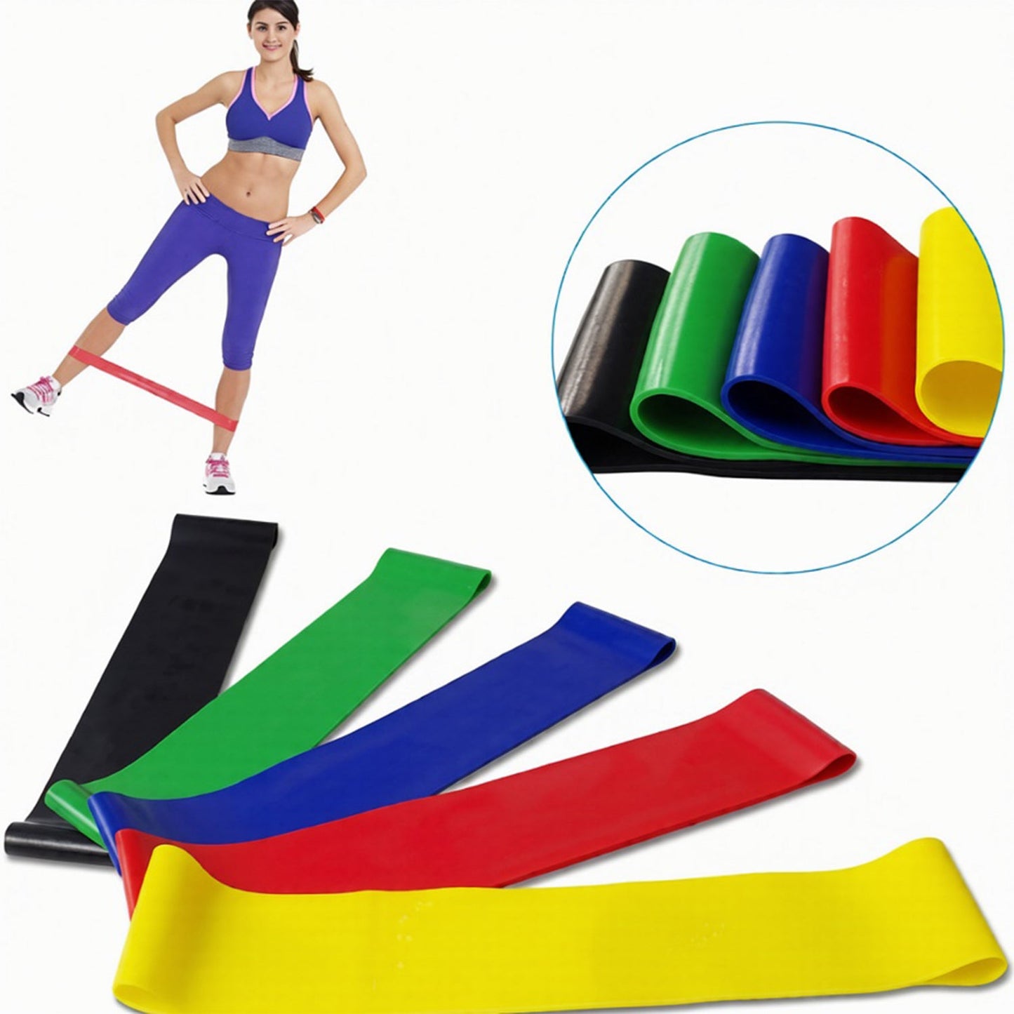 Premium Elastic Resistance Exercise Bands / Belt Set (5 Pc)