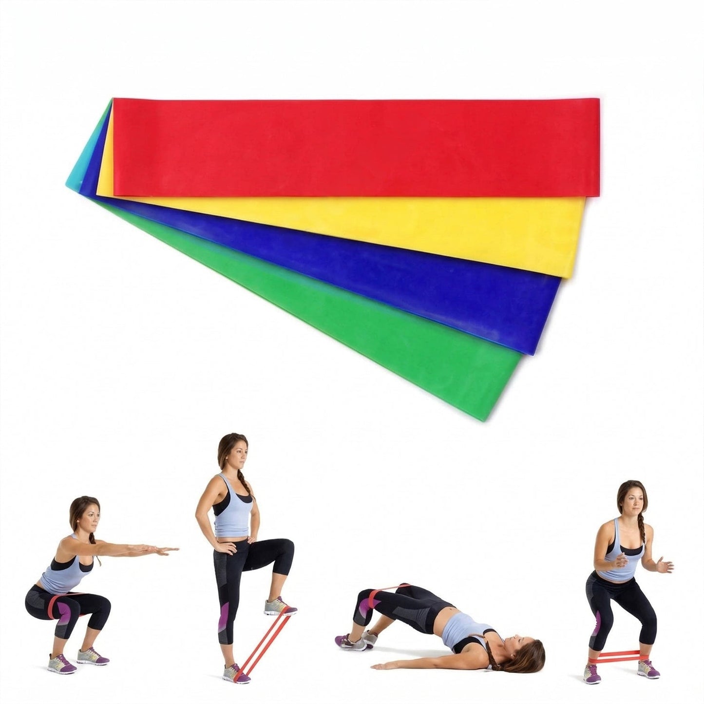 Premium Elastic Resistance Exercise Bands / Belt Set (5 Pc)