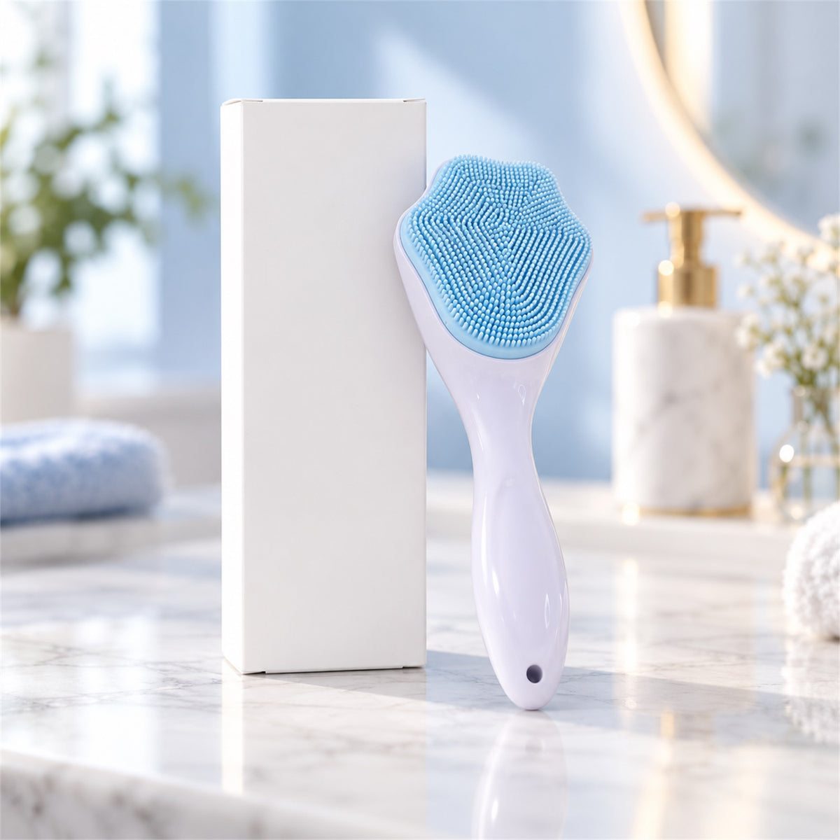Silicone Face Scrubber Brush with Handle for Facial Cleansing & Massage (1 Pc)