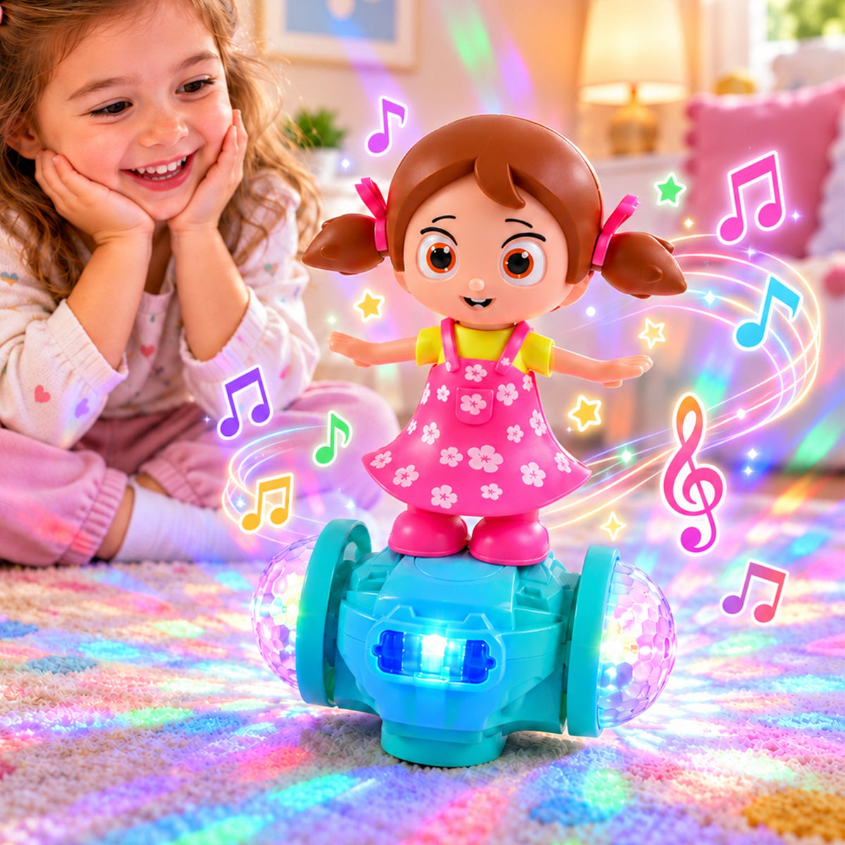 Musical doll toy LED lights moving kids