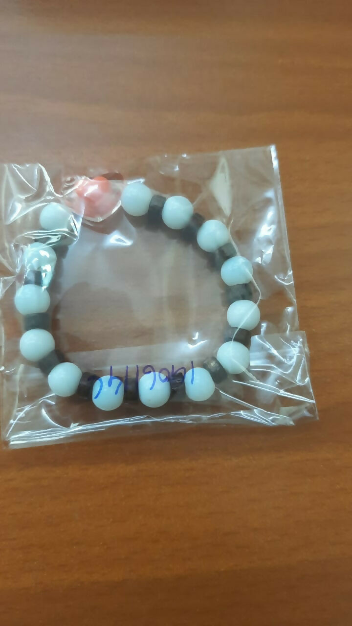Heart Charm Bracelet with White Beads and Rustic Brown Spacer Details