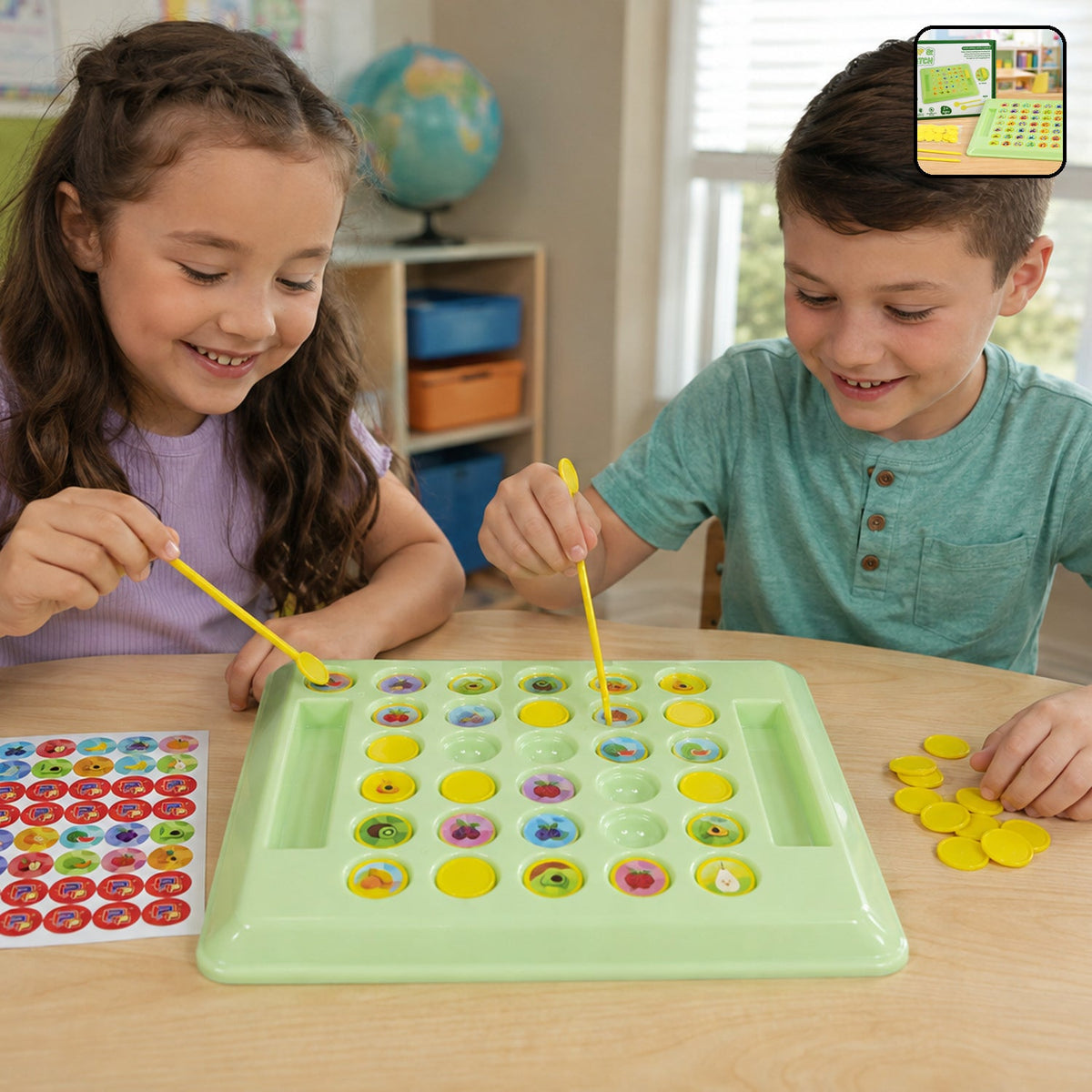 Flip and match fruit memory board game