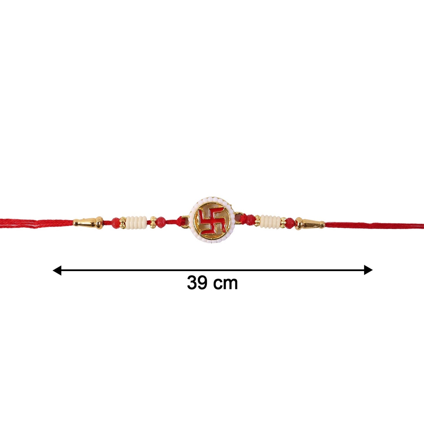 Soft thread and skin-friendly material of Swastik Pearl Frame Rakhi