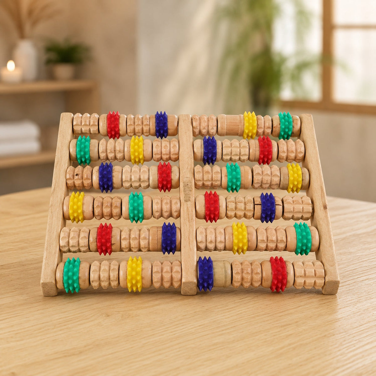 Wooden Acupressure Foot Massager Roller Board 25 x 20 Cm (1 Pc)