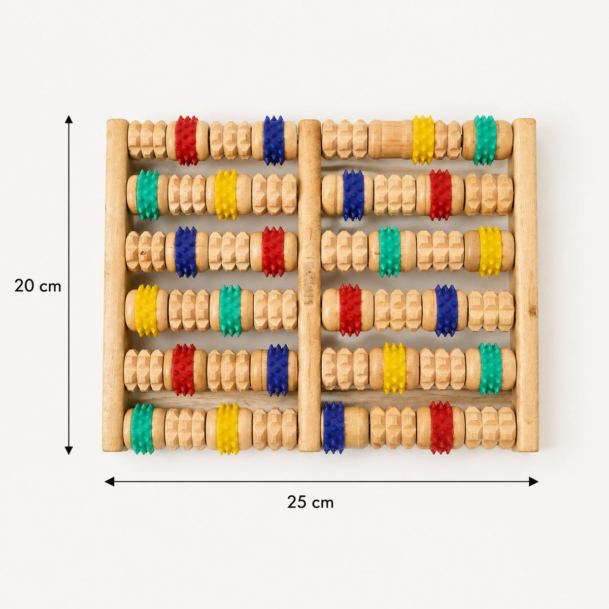Wooden Acupressure Foot Massager Roller Board 25 x 20 Cm (1 Pc)