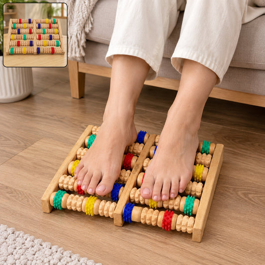 Wooden Acupressure Foot Massager Roller Board 25 x 20 Cm (1 Pc)