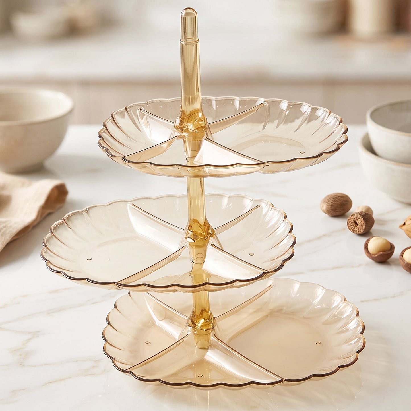Acrylic 3 Tier Snack and Dessert Serving Stand for Parties and Home (1 Pc)