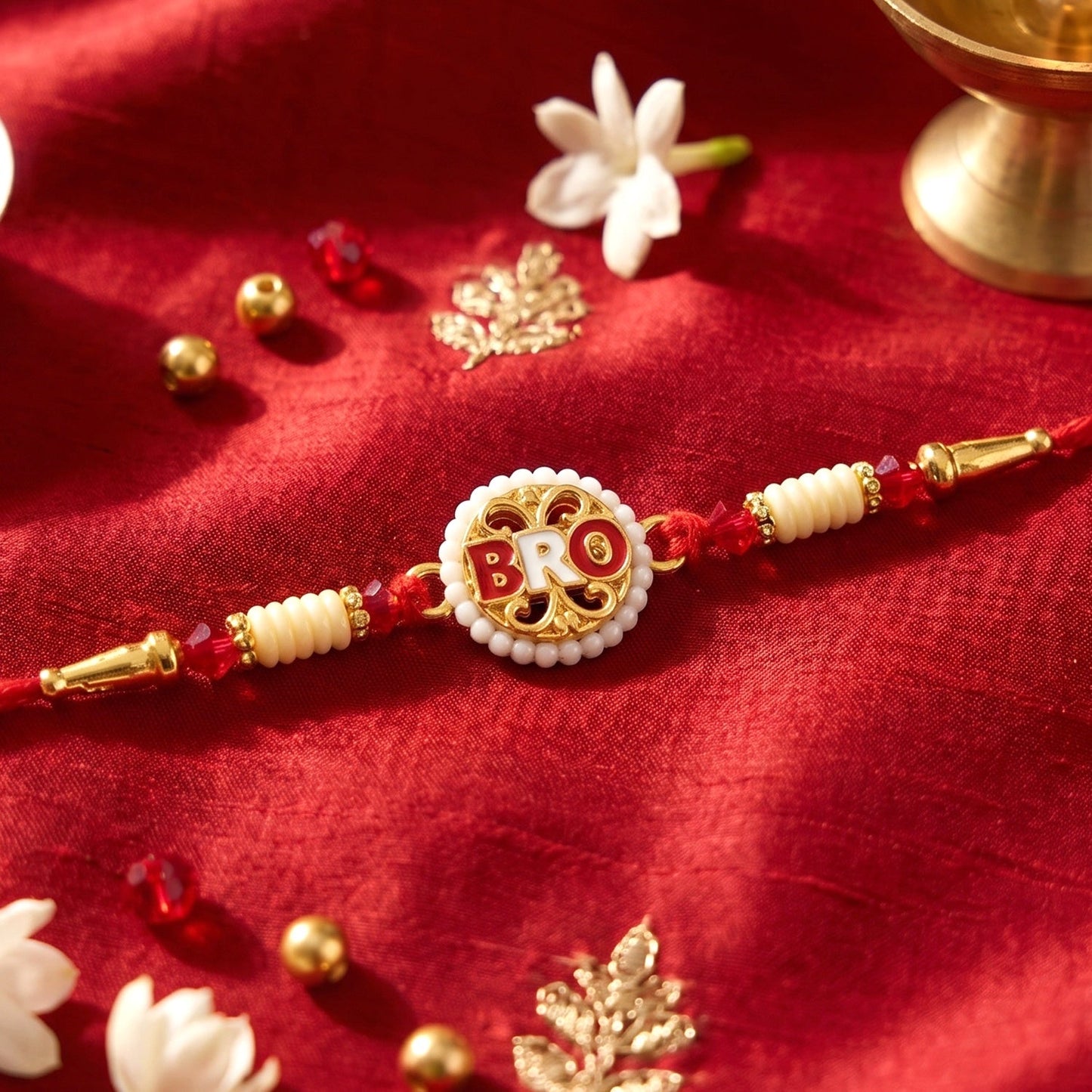 Stylish Raksha Bandhan Rakhi with Bro letter and decorative beads