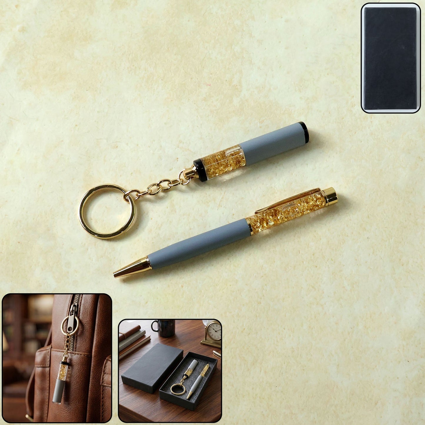 premium 2 in 1 keychain and pen combo gift set