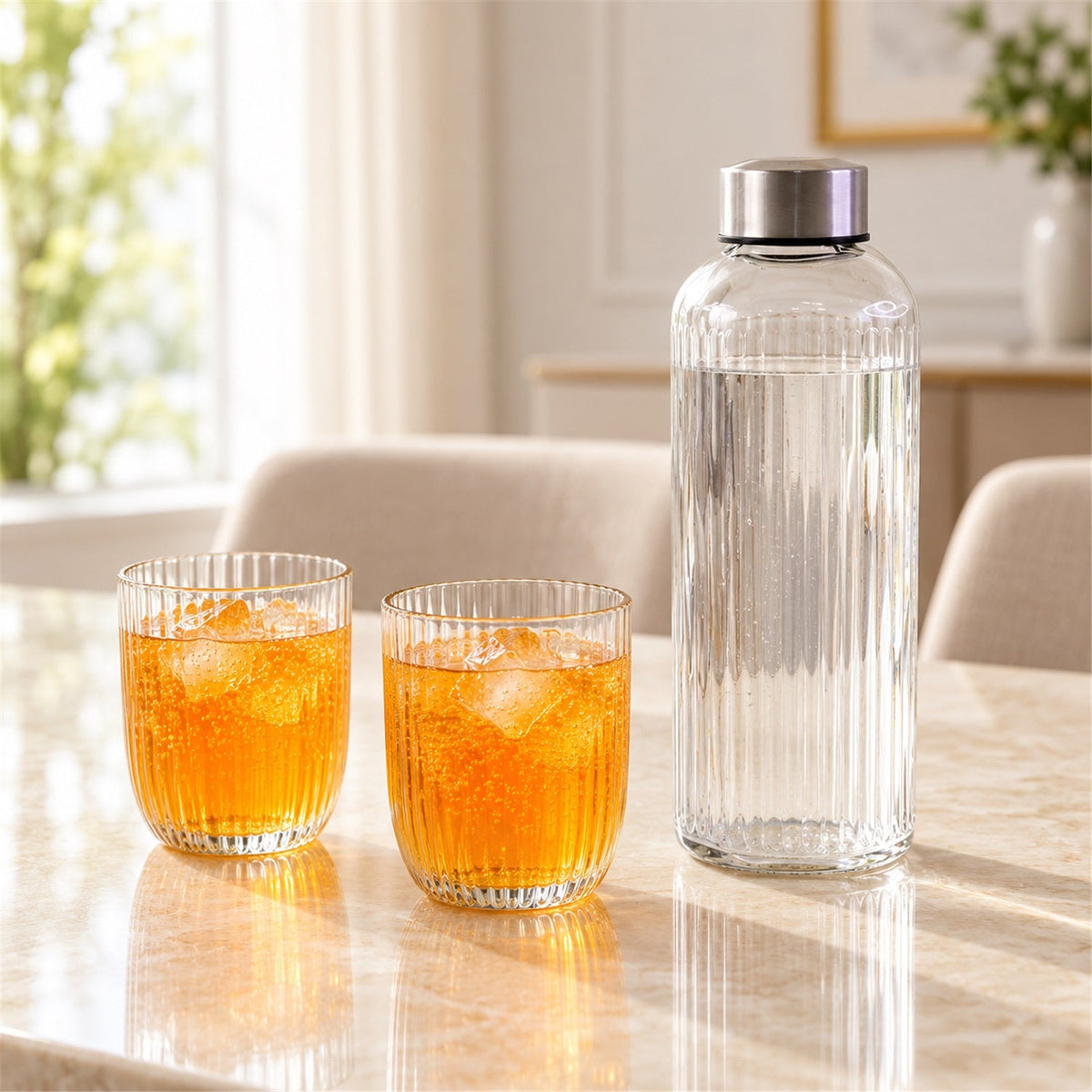 Bottle glass feature view