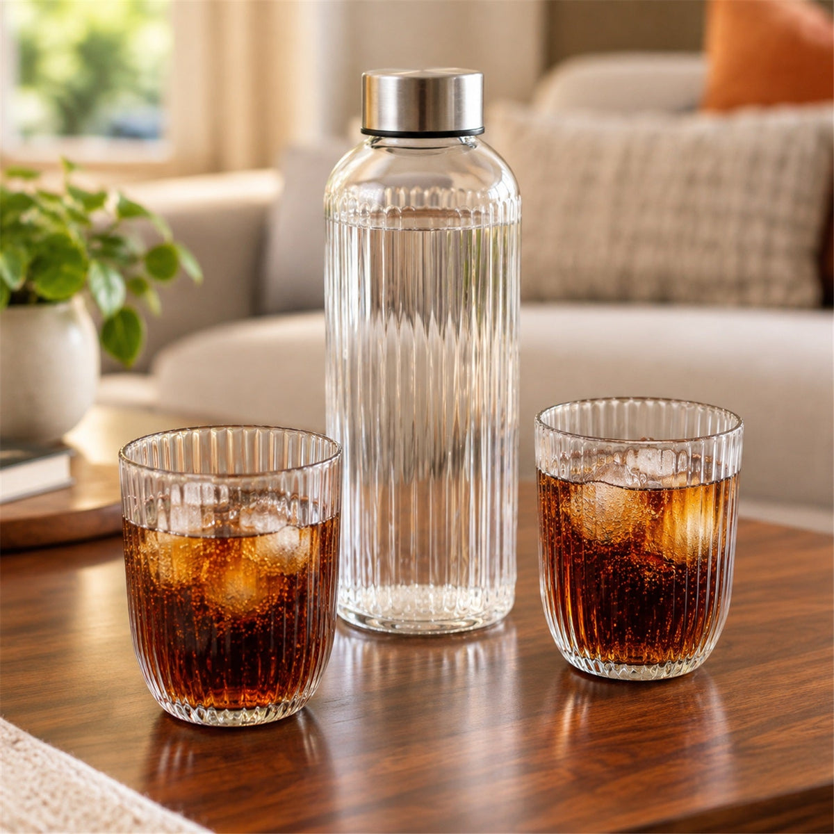 Bottle glass set white bg