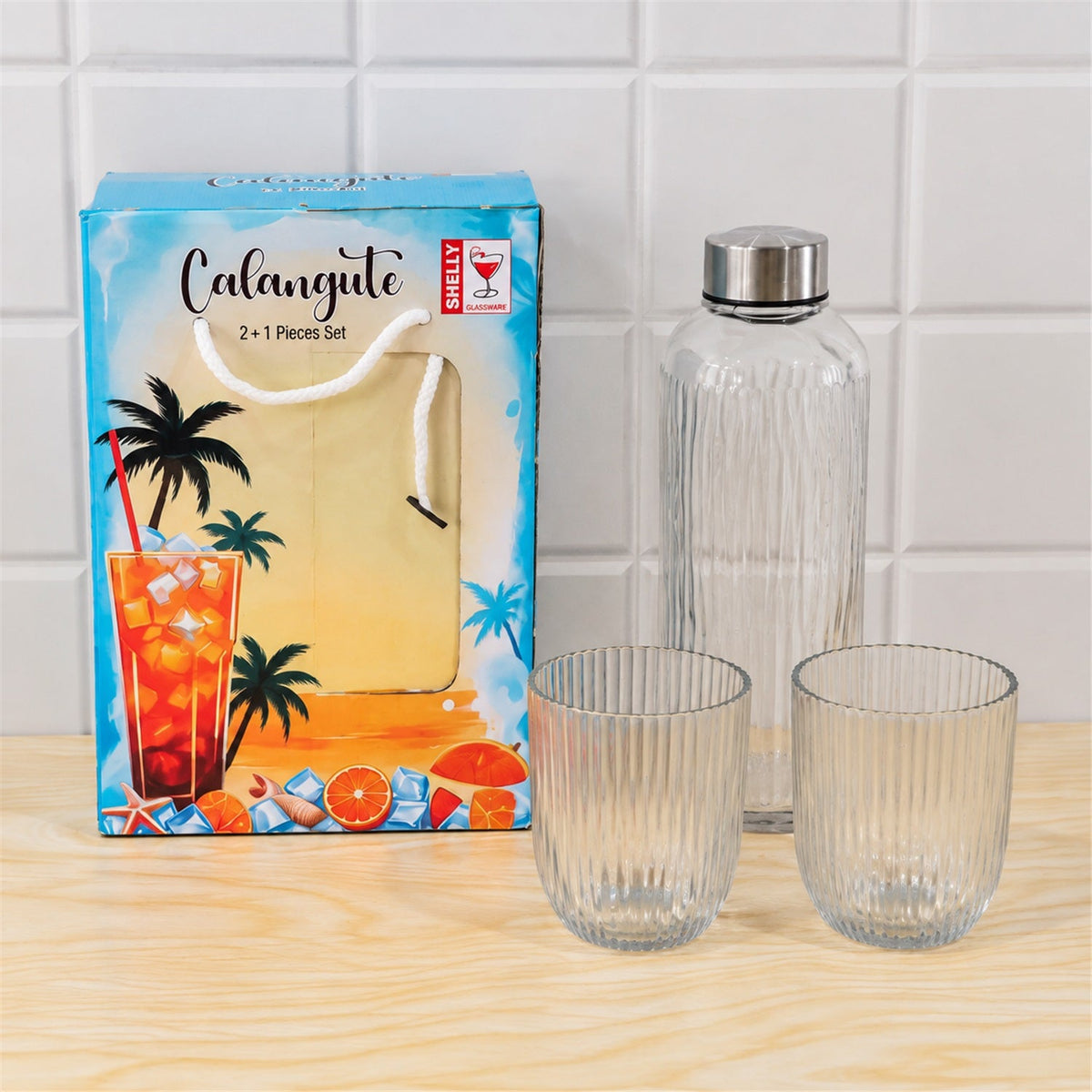 Bottle glass set serving use