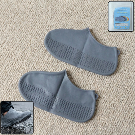 Waterproof Silicone Shoe Cover Grey Color (1 Pair, Medium Size)