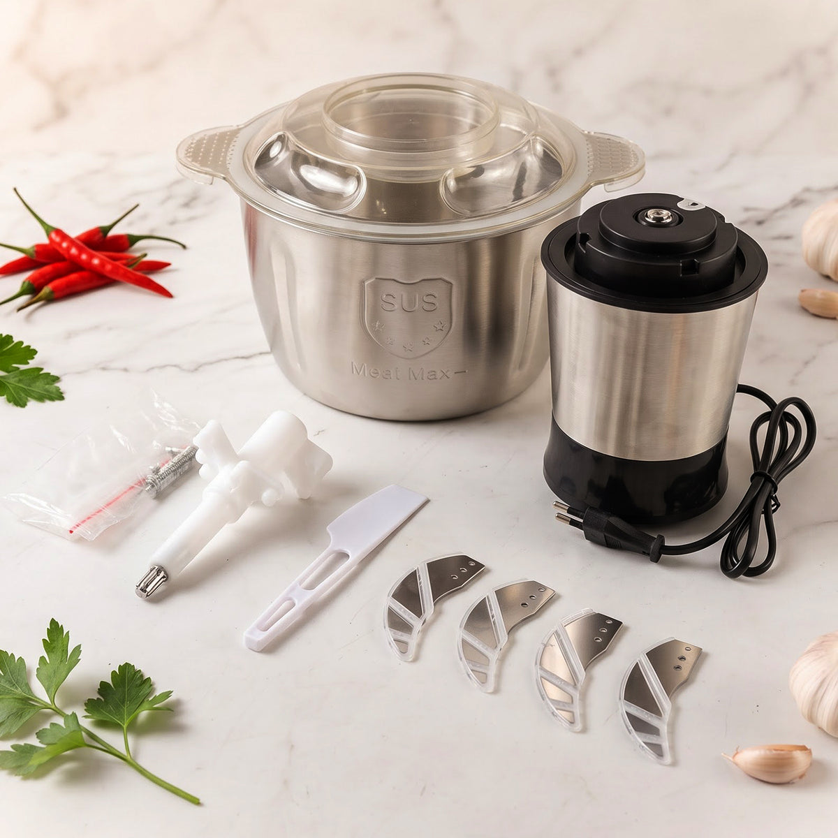 Electric SS Food Processor 2 Litre Vegetable Chopper & Mixer Grinder