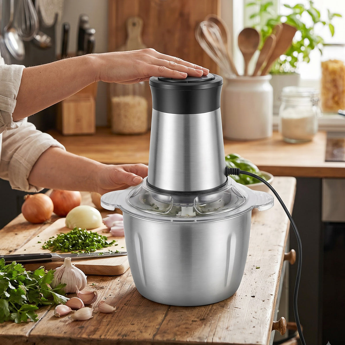 Electric SS Food Processor 2 Litre Vegetable Chopper & Mixer Grinder