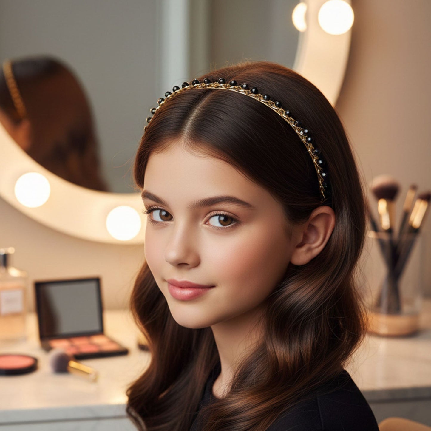 Elegant Gold Finish Decorative Hair Band (1 Pc)