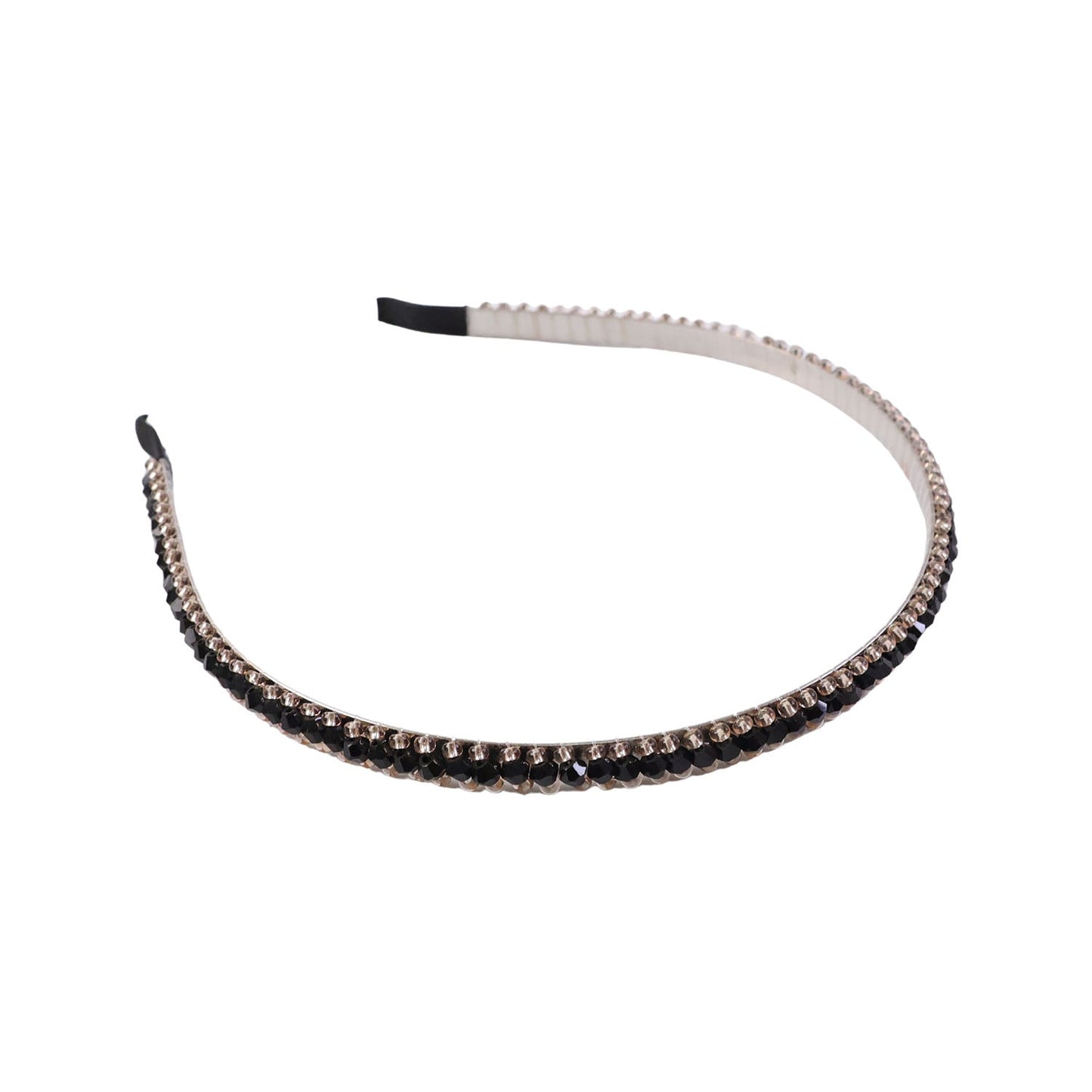Elegant Black Crystal Studded Metal Hair Band (1 Pc)