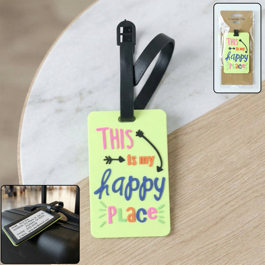 Colorful “This Is My Happy Place” Travel Identification Luggage Bag Tag (1 Pc)