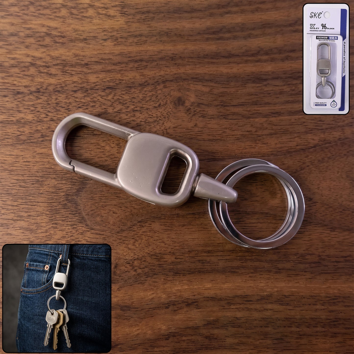 Premium Metal Carabiner Key Holder Clip 1 Pc