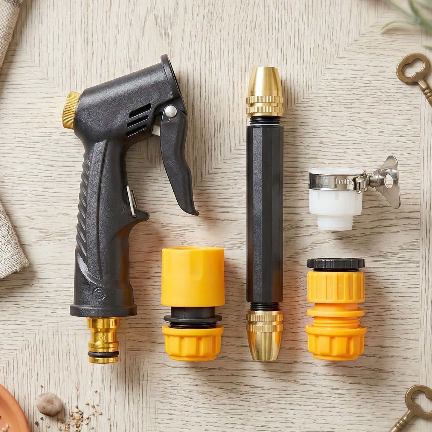 Garden pressure washer spray gun with lance and quick-connect fittings for versatile cleaning