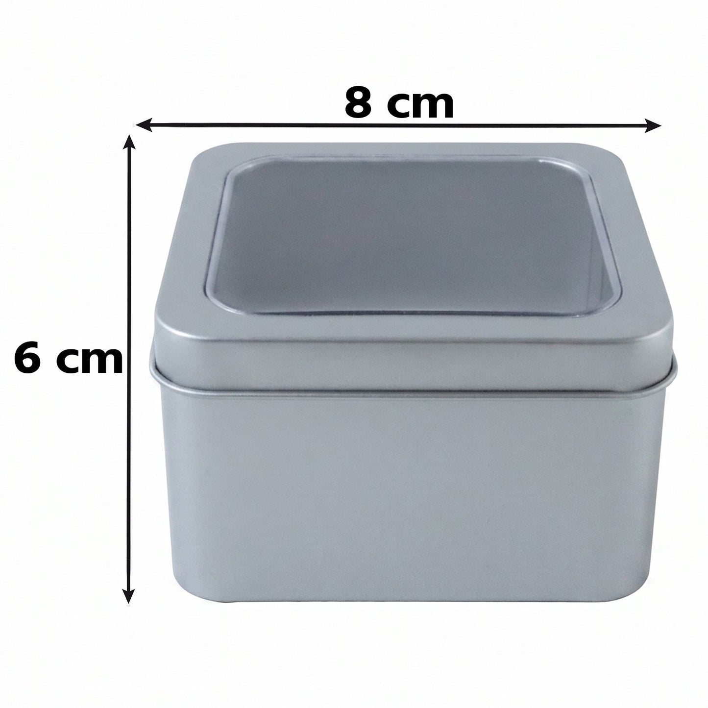 Handcrafted metal tin box with clear lid for small gift packaging