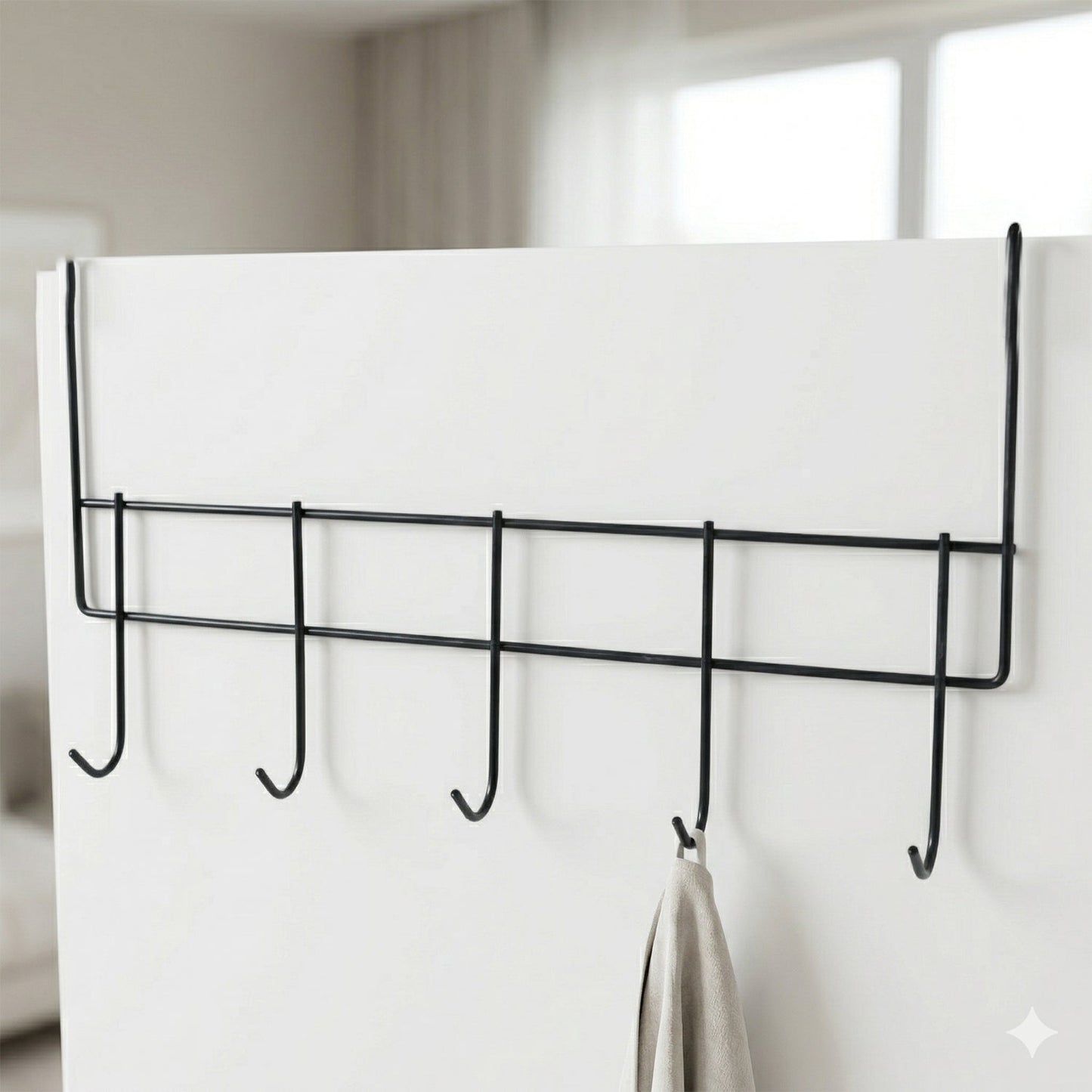Premium Over The Door Metal 5 Hook Rack 1 Pc