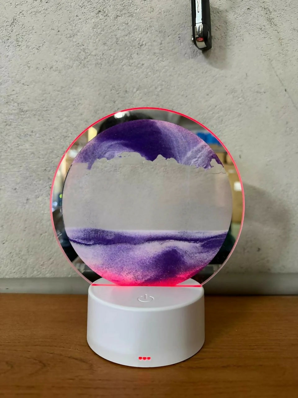 Purple Round Moving Sand Art LED Lamp Decorative Night Light