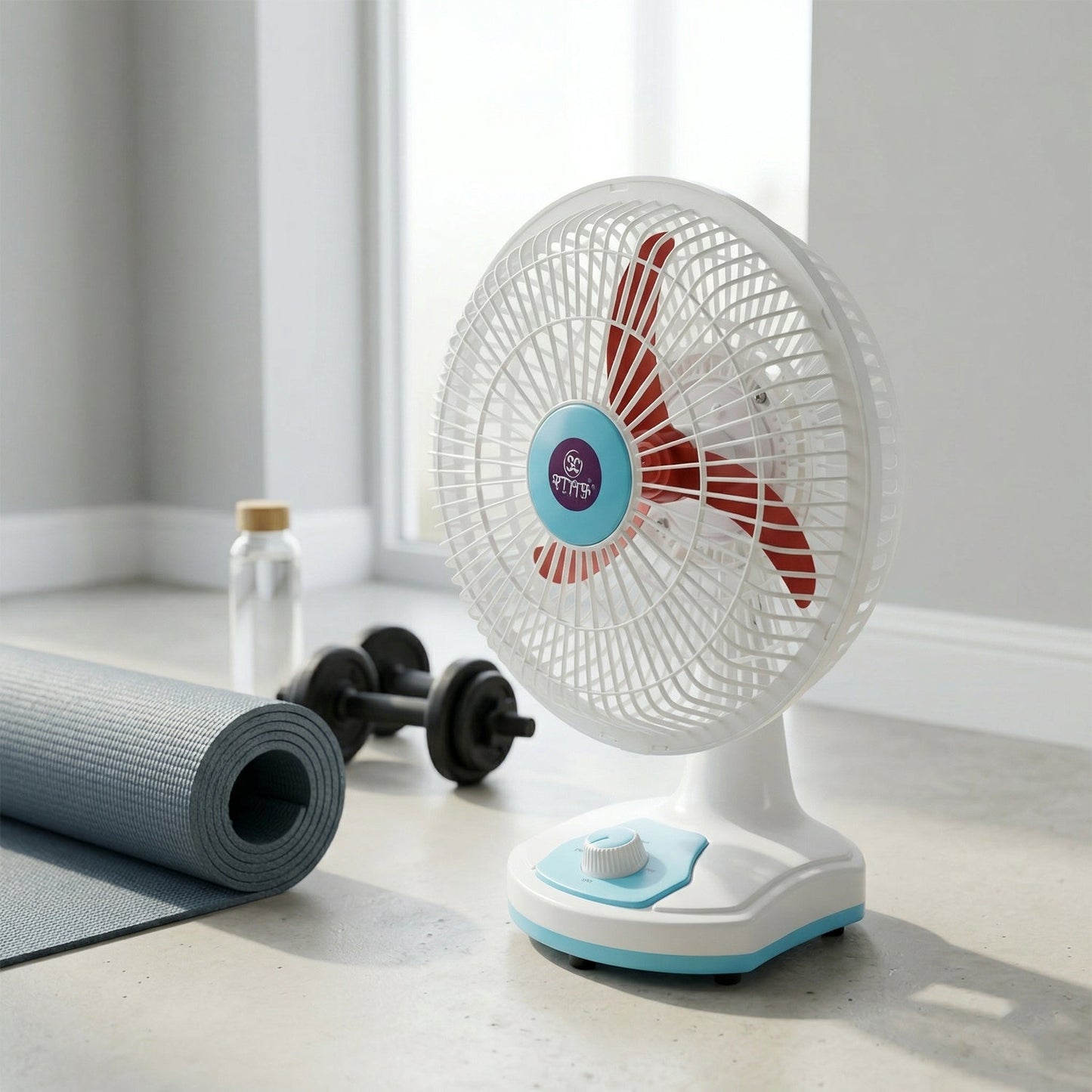OMEGA 12V Rechargeable Table Fan with LED Light (1 Pc)