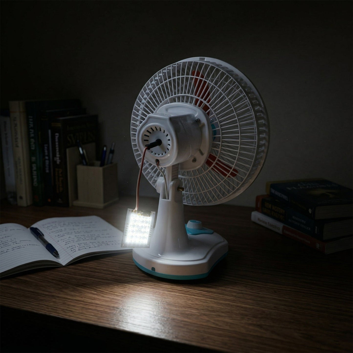 OMEGA 12V Rechargeable Table Fan with LED Light (1 Pc)