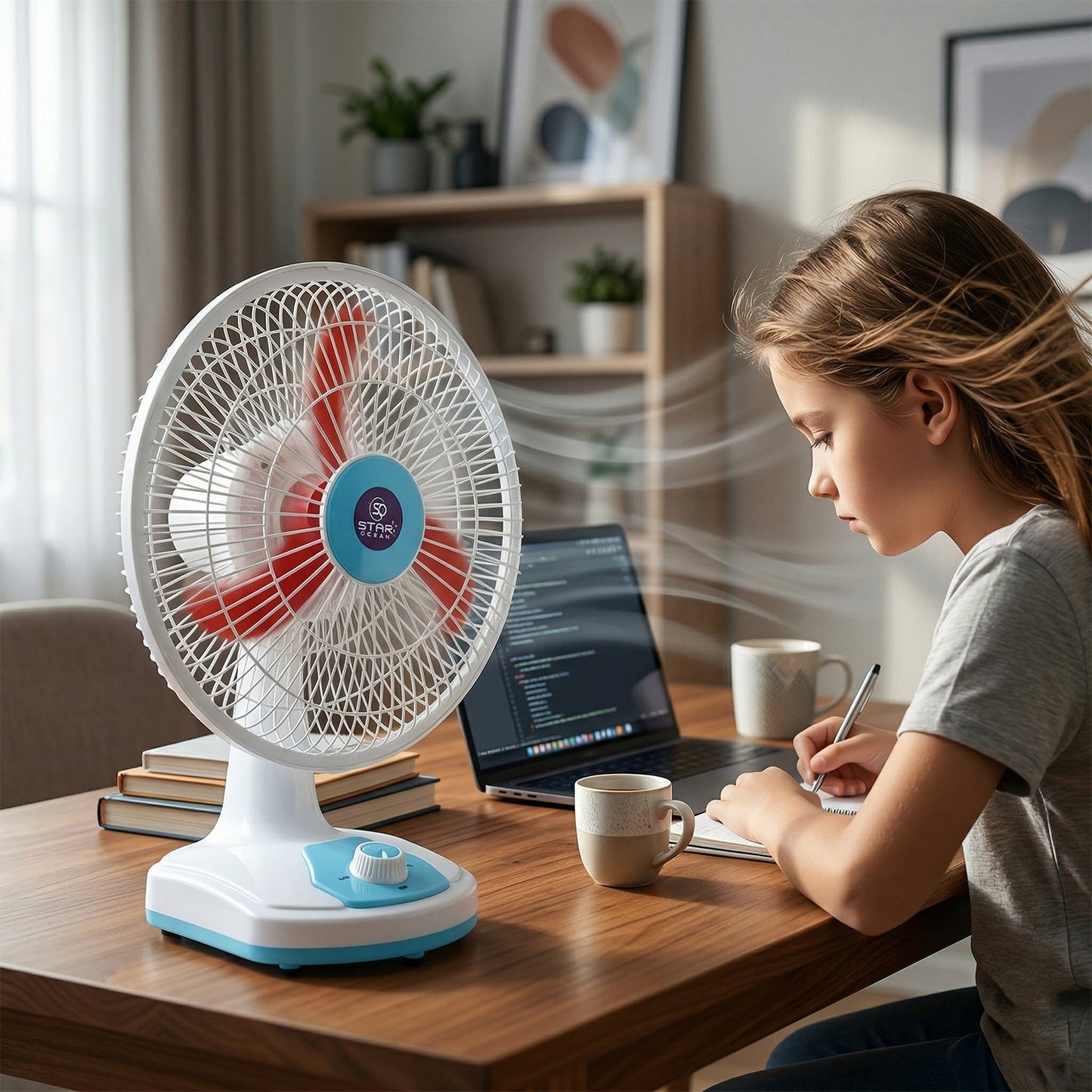OMEGA 12V Rechargeable Table Fan with LED Light (1 Pc)
