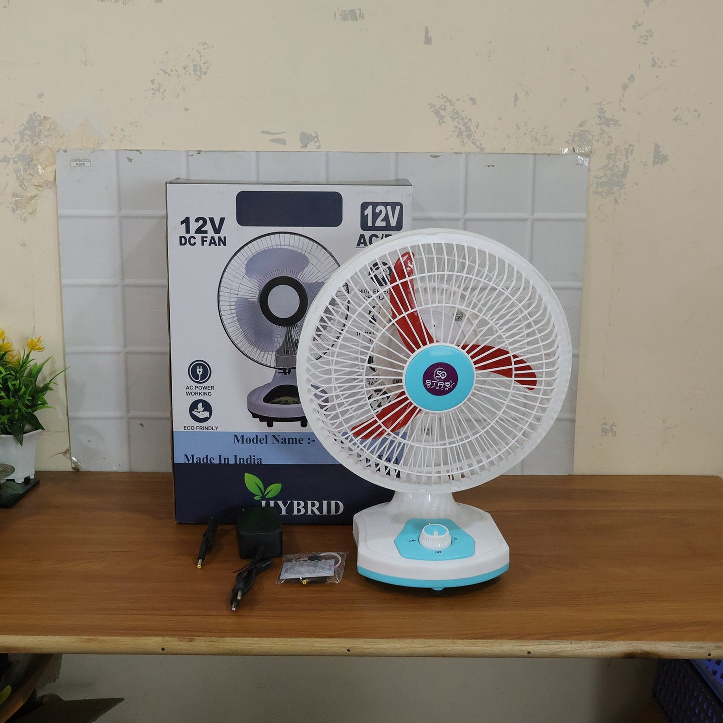 OMEGA 12V Rechargeable Table Fan with LED Light (1 Pc)