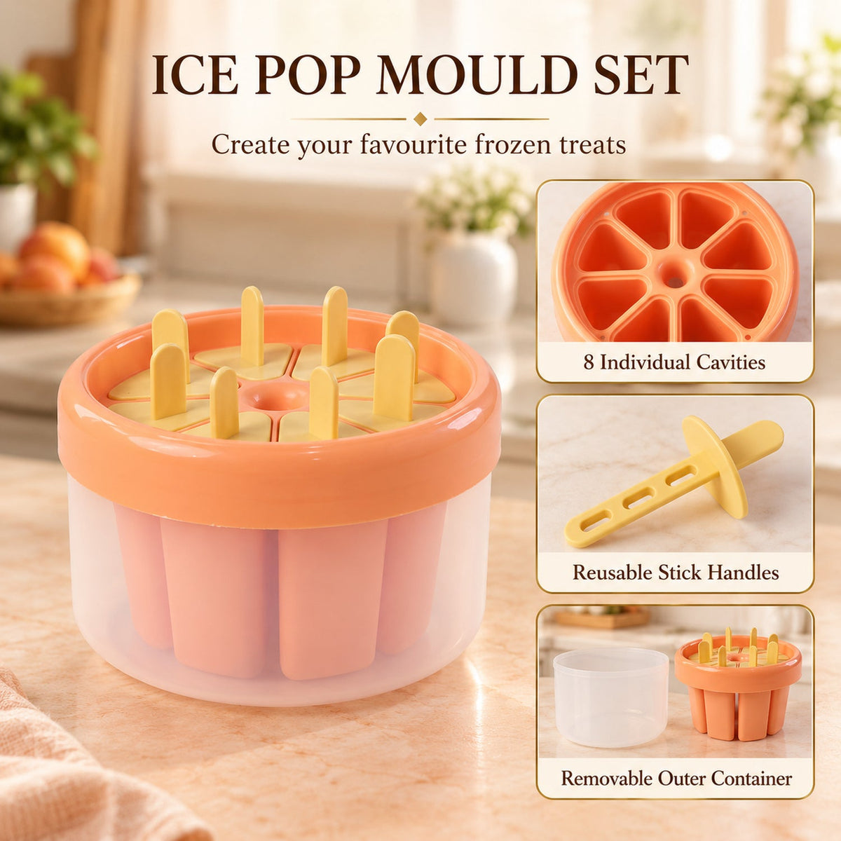Ice pop mould open view