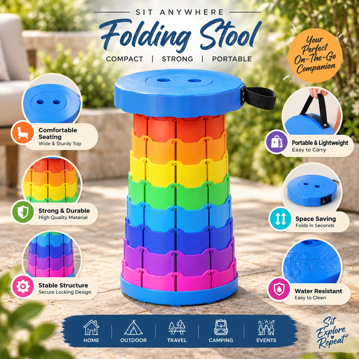 Folding stool feature view