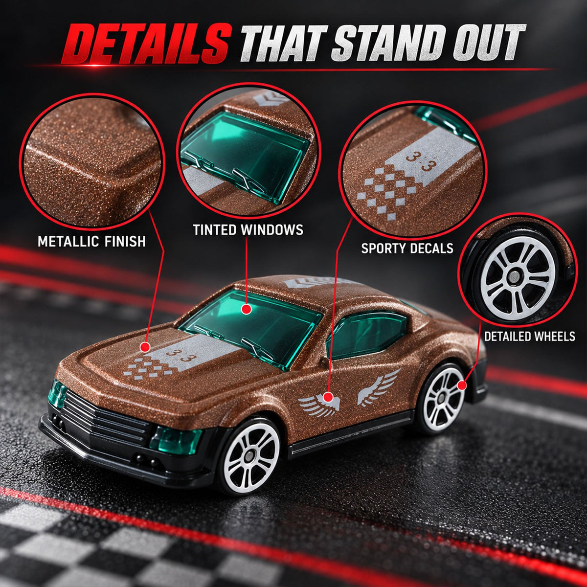 Die Cast Pullback Racer Toy Car With Metallic Finish For Kids Play (1 Pc)