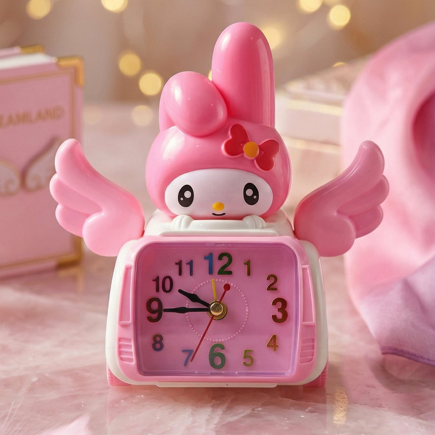 Cute Cartoon Bunny Car Style Pink Table Alarm Clock (1 Pc)