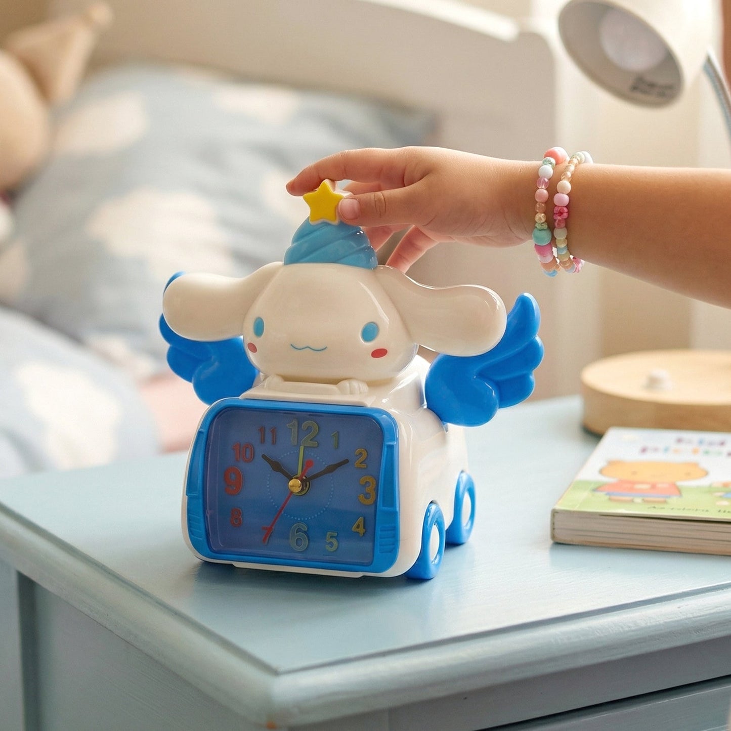 Cute Cartoon Bunny Angel Car Style Table Alarm Clock (1 Pc)