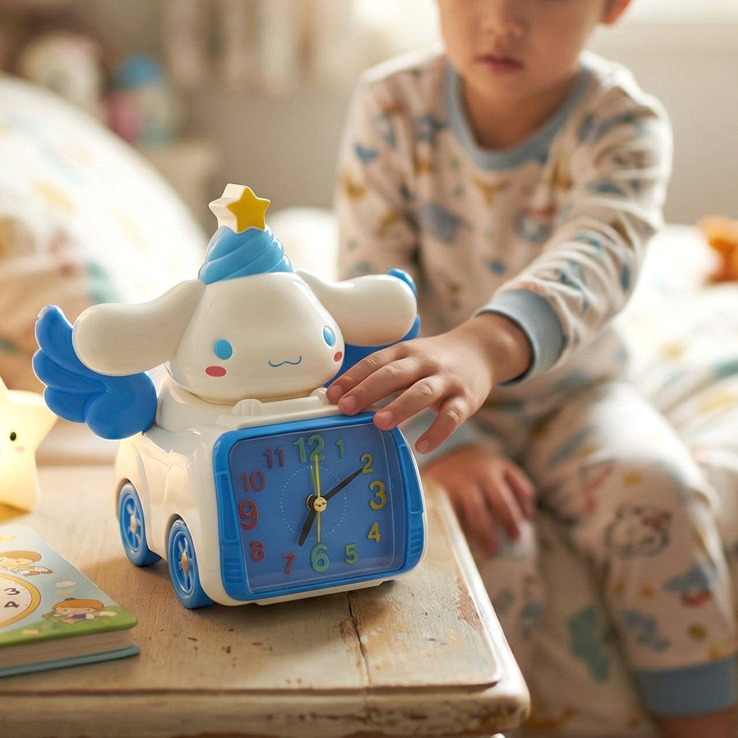 Cute Cartoon Bunny Angel Car Style Table Alarm Clock (1 Pc)