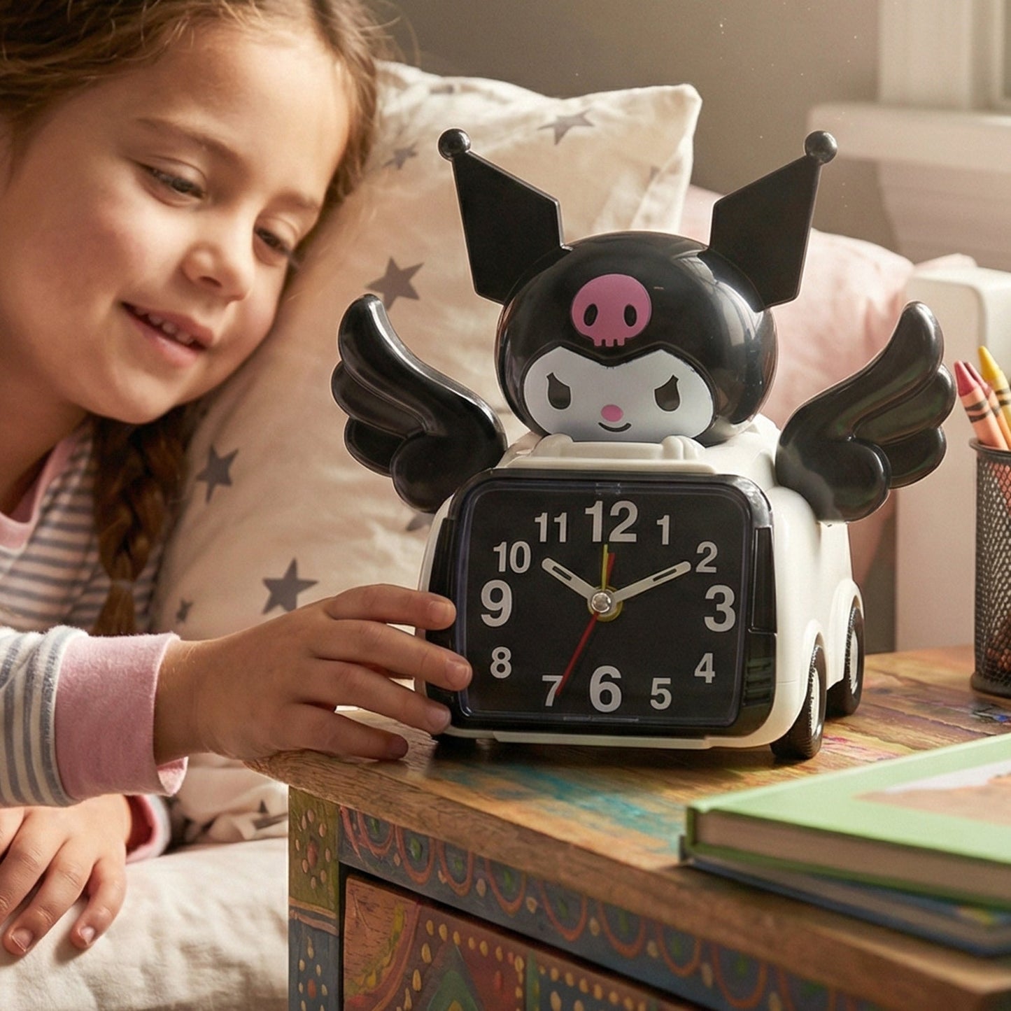 Cute Cartoon Character Car Style Table Alarm Clock (1 Pc)