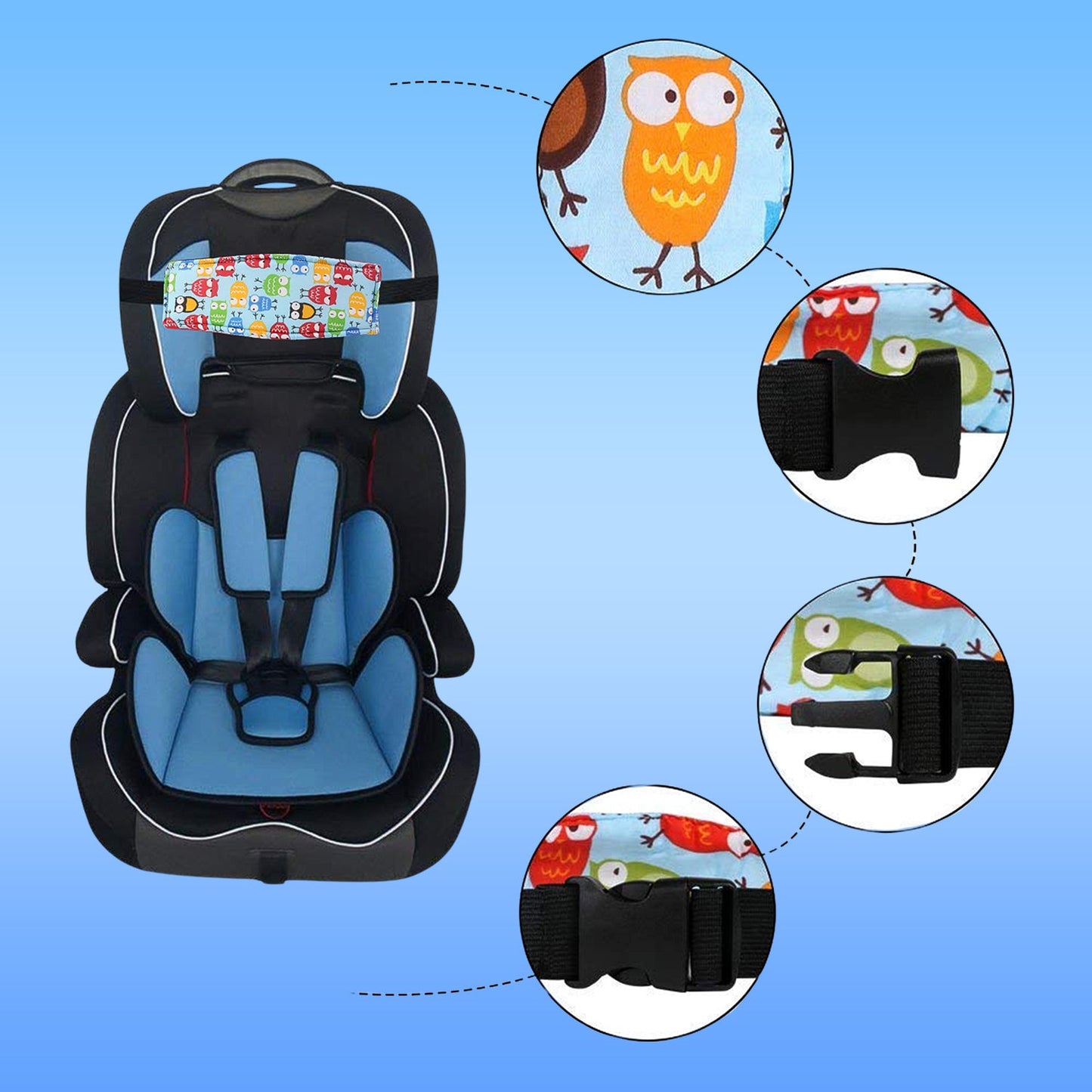 Adjustable Baby Car Seat Head Support Strap (1 Pc)