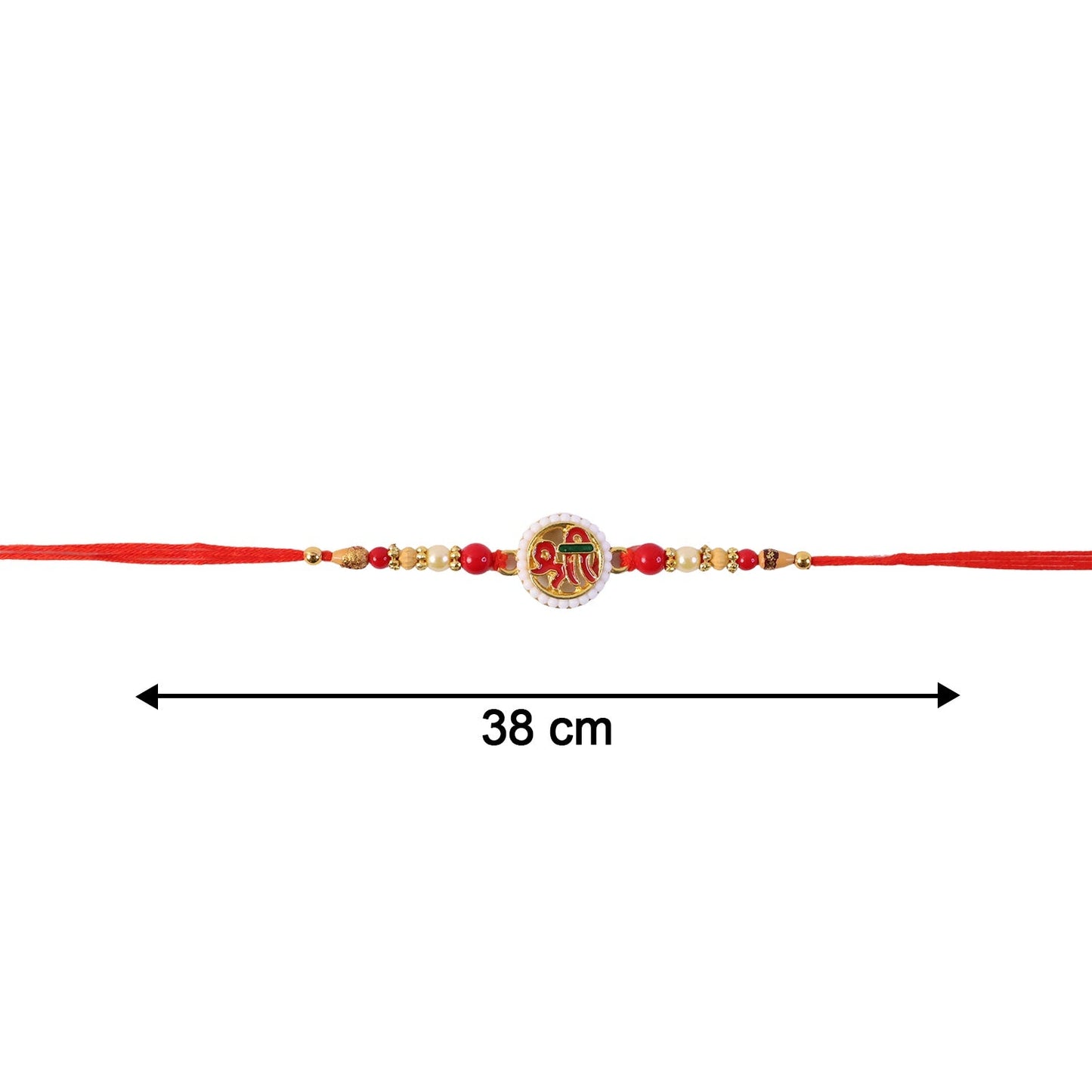 Close-up of Rakhi with Shri Symbol centerpiece