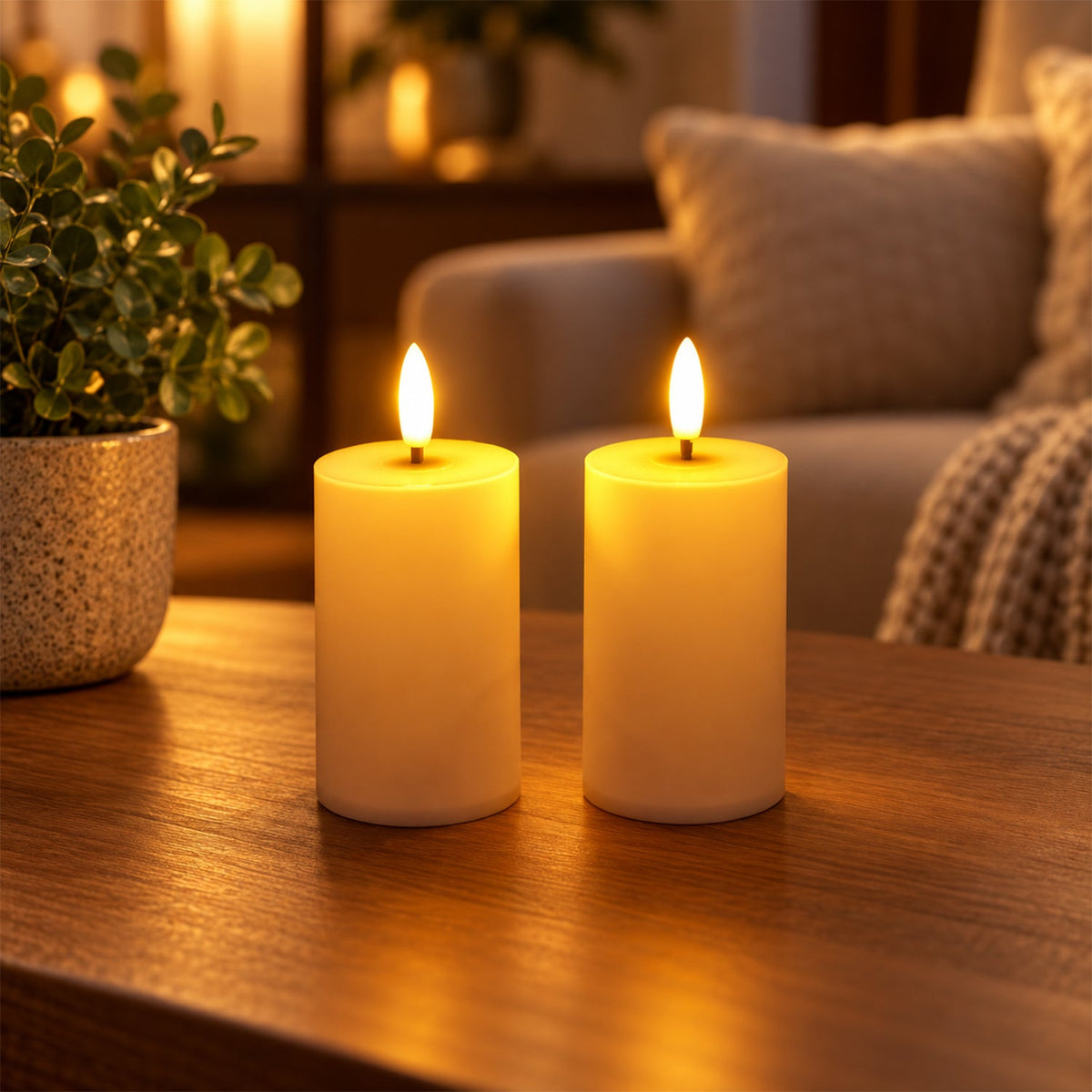 Smooth pillar flameless LED candles home decor