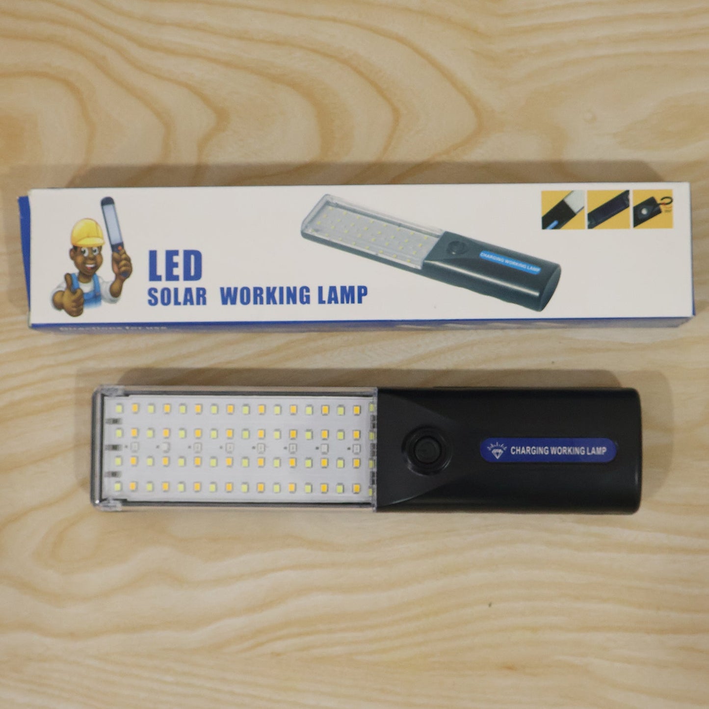 Live photo of LED rechargeable working lamp with hook