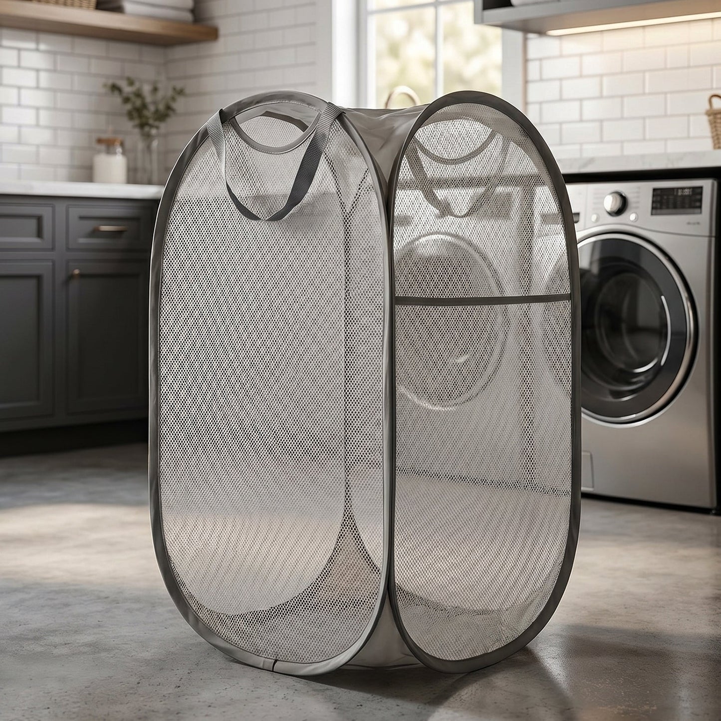 Foldable Mesh Laundry Basket Clothes Storage Bag (1 Pc, Mix Design & Size)