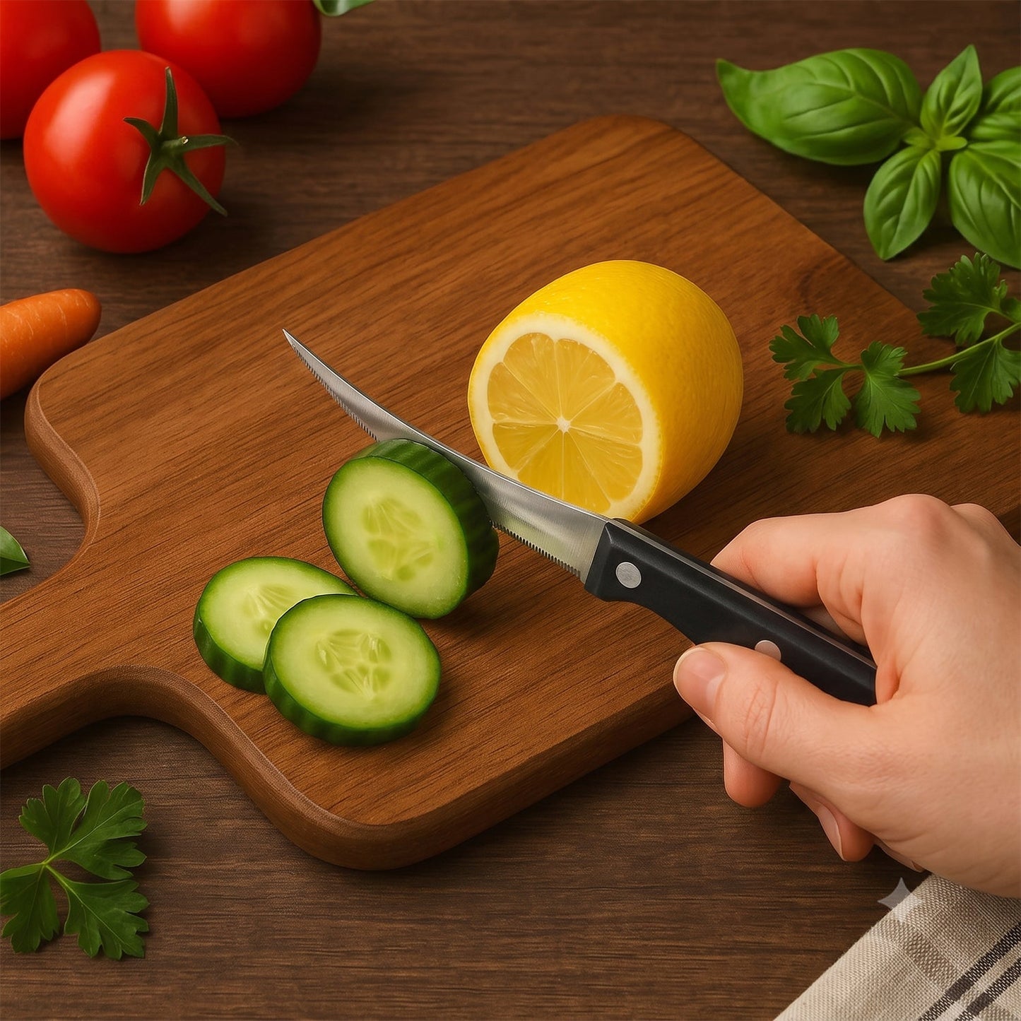 Curved blade shaped for citrus and soft fruit