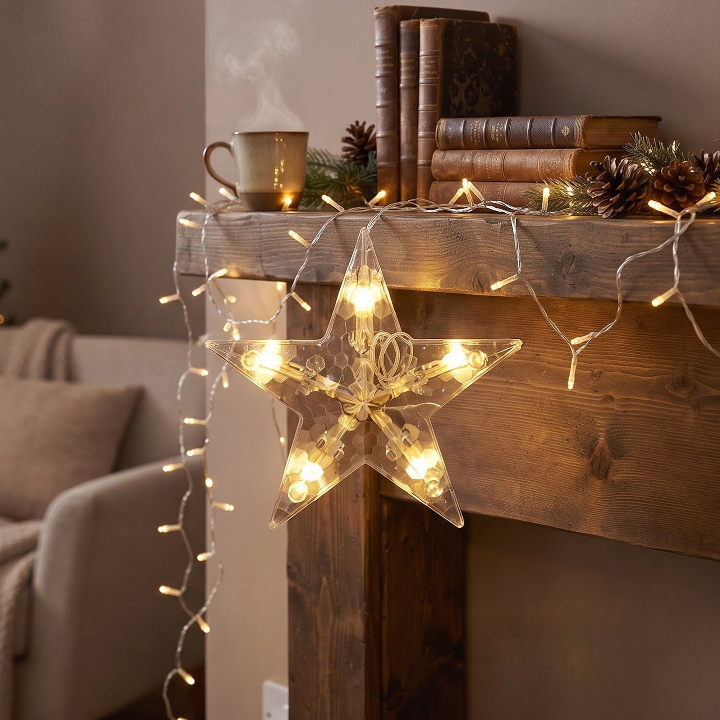 Fairy lights used for festive room decoration