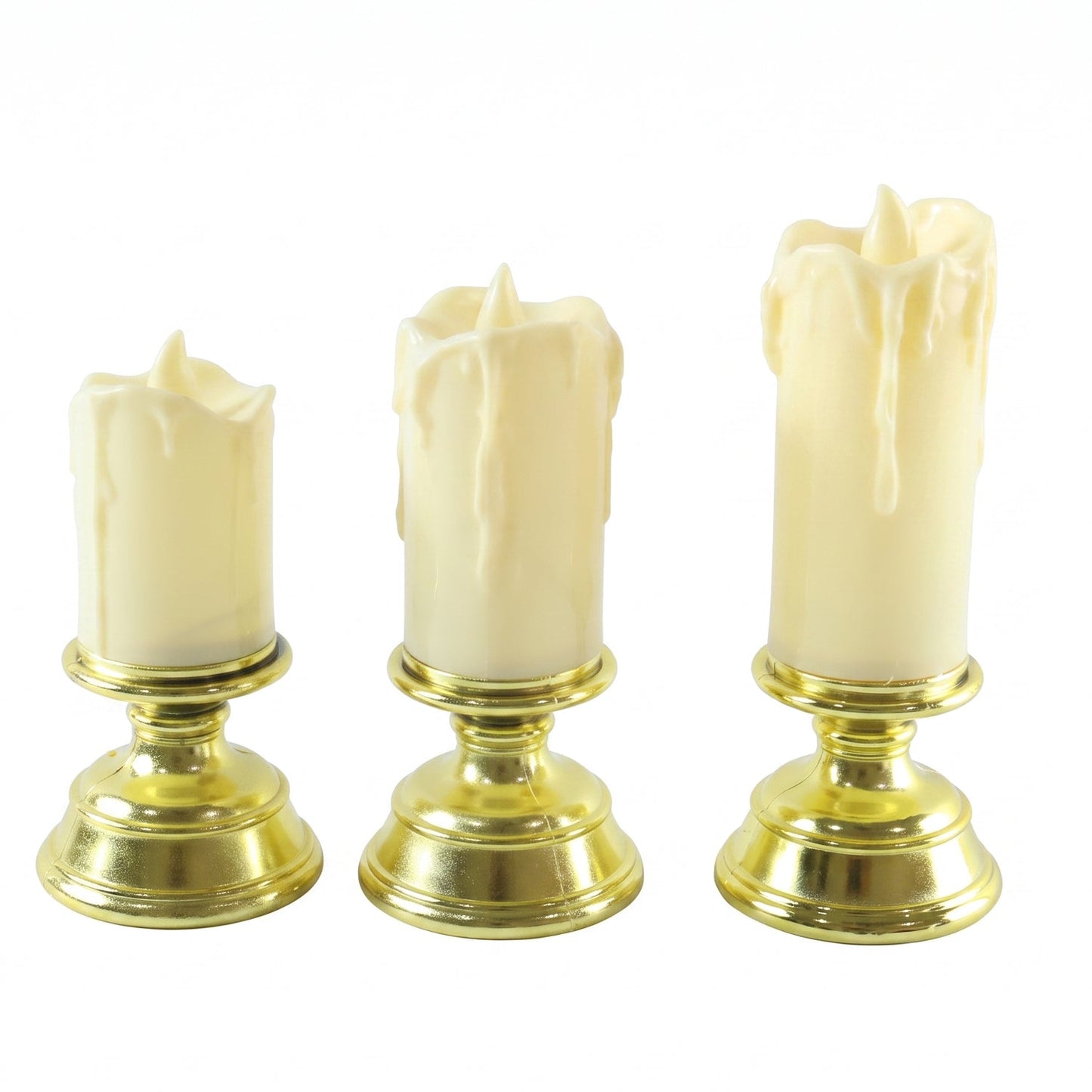 Flameless LED candle set on white background