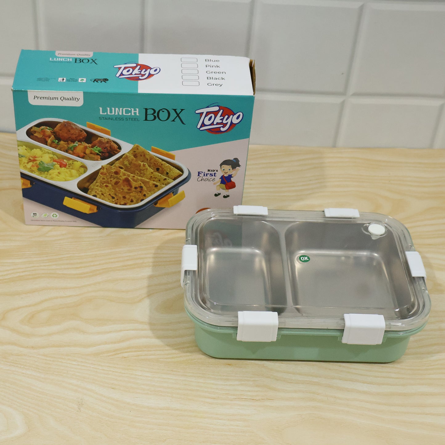 Stainless Steel Lunch Box 2 Section Lunch Box With Spoon