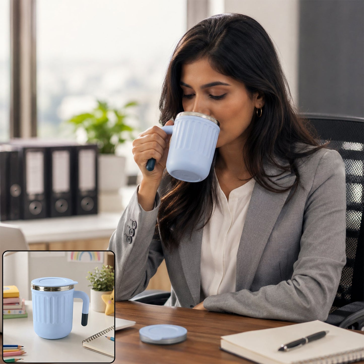 Apex office mug 400 ml with handle and lid
