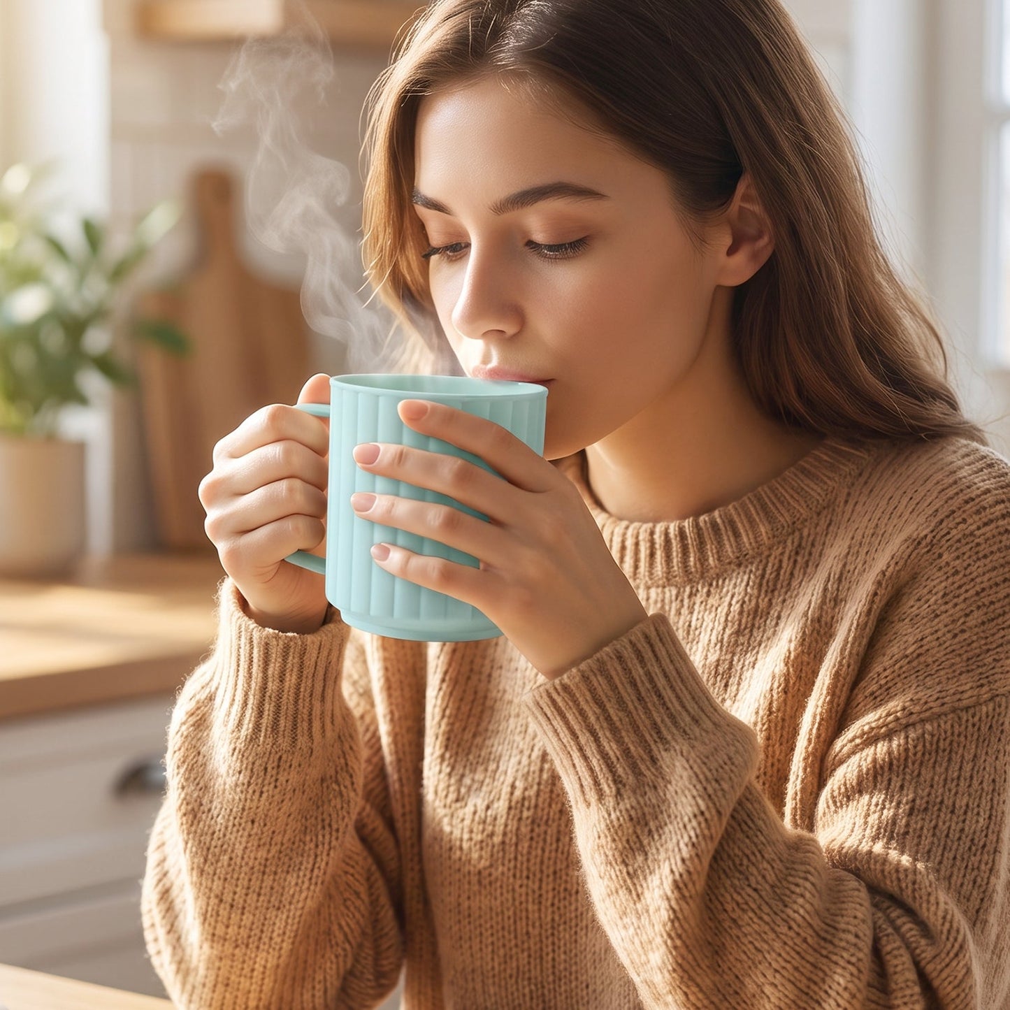Plastic mug shown from the side